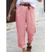 Women Simple Solid Color Pocket Casual Pants