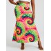 Bohemia Tie Dye Print High Waist Buttocks Bodycon Long Skirt