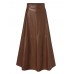 Women Solid Casual Leather Ankle Length Street Fashion Fitting Skirts