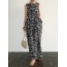 Sleeveless Round Neck Pocket Print Paisley Maxi Dress