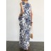 Sleeveless Round Neck Pocket Print Floral Maxi Dress