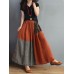 Women Plaid Patchwork Elastic Waist Swing Skirt With Pocket