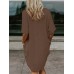 Leisure Solid Pocket Half Sleeve Midi Dress