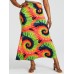 Bohemia Tie Dye Print High Waist Buttocks Bodycon Long Skirt