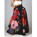 Women Floral Print Casual Elastic High Waisted Holiday Maxi Skirts With Pocket