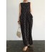 Pocket Ditsy Floral Round Neck Summer Sleeveless Maxi Dress