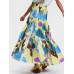 Women Colorful Floral Print Loose Elastic Waist A  Line Long Tiered Layered Skirt