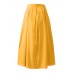 Women Solid Color High Waist Big Swing Zipper Casual Loose Long Skirt With Pocket