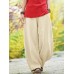 Solid Pocket Elastic Waist Cotton Casual Pants