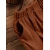 Women Corduroy Pleated Solid Elastic Waist Side Pockets Casual Pants