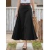 100  Cotton Solid Side Zipper Spliced Casual Loose Skirt For Women