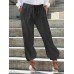 Women Solid Color Drawstring Elastic Waist Casual Cargo Jogger Pants