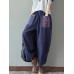 100  Cotton Loose Plicing Ninth Ethnic Style Vintage Pants