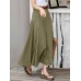 100  Cotton Solid Side Zipper Spliced Casual Loose Skirt For Women