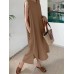 Leisure Solid Pocket Slit Hem Sleeveless Maxi Dress