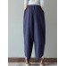 100  Cotton Loose Plicing Ninth Ethnic Style Vintage Pants