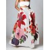 Women Floral Print Casual Elastic High Waisted Holiday Maxi Skirts With Pocket