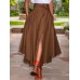 Back Zipper Lace  Up Side Pockets Solid Skirts For Women