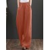 Women 100  Cotton Wide Legged Pleats Side Pocket Solid Casual Pants