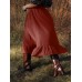 Solid Color A  Line Ruffle Hem Elastic Waist Pleated Casual Skirts For Women