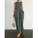 Pocket Ditsy Floral Round Neck Summer Sleeveless Maxi Dress