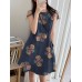 Flower Print Cotton Round Neck Sleeveless Casual Midi Dress