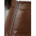 Women Solid Casual Leather Ankle Length Street Fashion Fitting Skirts