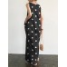 Sleeveless Pocket Polka Dot Round Neck Maxi Dress