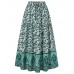 Women Floral Print Holiday Elastic Waist A  Line Skirts with Side Pockets