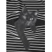 Women Black Cat Print Striped Elastic Waist Plus Size Casual Pants