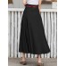 100  Cotton Solid Side Zipper Spliced Casual Loose Skirt For Women