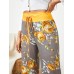 Women Plus Size Flowers Print Drawstring Waist Loose Home Casual Pajamas Pants