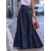 Solid Pleated Ruffle Hem Side Pockets Skirts For Women