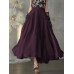 Vintage Solid High Elastic Waist Side Pocket Big Swing Pleated Skirts