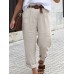 Women Simple Solid Color Pocket Casual Pants