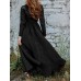 V  Neck Long Sleeve Sash Solid Brief Maxi Dress