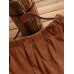 Women Corduroy Pleated Solid Elastic Waist Side Pockets Casual Pants