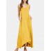 V  Neck Sleeveless Solid Pocket Summer Brief Maxi Dress