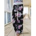 Plus Size Women Floral Printing Drawstring Waist Loose Casual Home Pajamas Pants