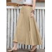 100  Cotton Solid Side Zipper Spliced Casual Loose Skirt For Women