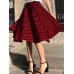 Women Plaid Pleated Spliced Loose Casual Leisure Skirts