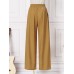 Women Loose Lace  up Elastic Waist Side Pocket Maxi Length Pants