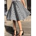 Women Plaid Pleated Spliced Loose Casual Leisure Skirts