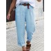 Women Simple Solid Color Pocket Casual Pants