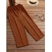 Women Corduroy Pleated Solid Elastic Waist Side Pockets Casual Pants