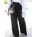 Women Loose Lace  up Elastic Waist Side Pocket Maxi Length Pants