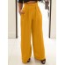 Women Wide  Legged Loose Maxi Length Zipper Pleated Side Pockets Pants