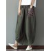 100  Cotton Loose Plicing Ninth Ethnic Style Vintage Pants