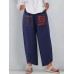 100  Cotton Loose Plicing Ninth Ethnic Style Vintage Pants