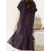 Cottagecore Polka Dot Ruffle V Neck Cotton Midi Dress